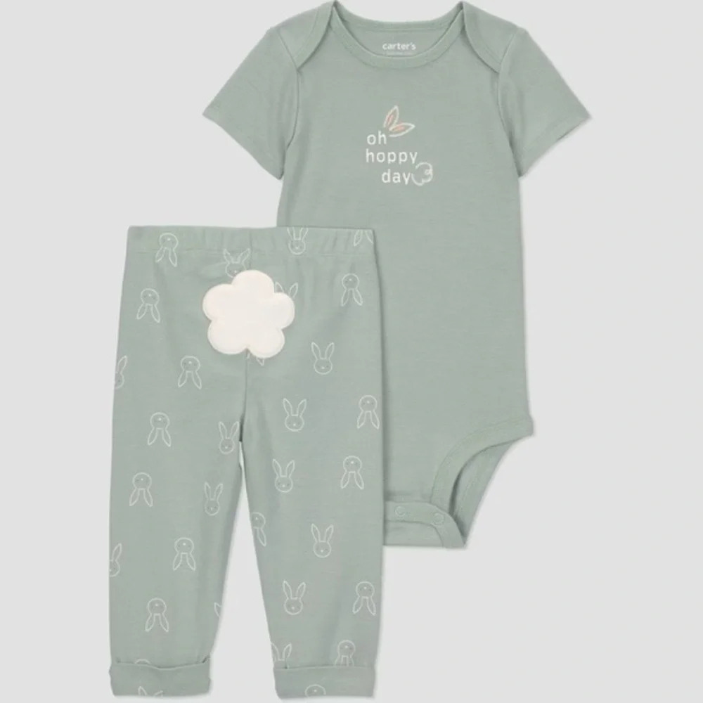 Carter's nwt Just One You Baby 2pc Hoppy Day Easter Set - Green bunny rabbit